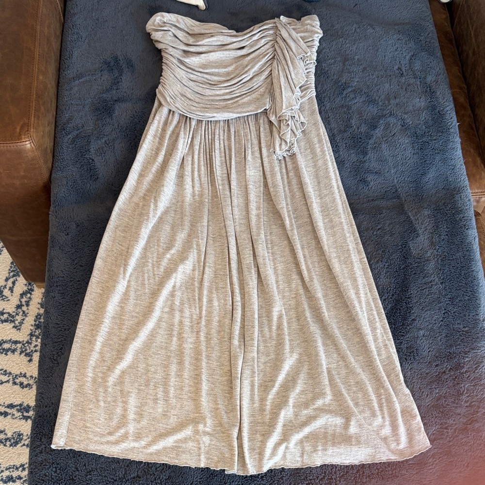 Vintage J Crew Jersey Midi Dress with Exposed Back Zipper, Gray Size 8